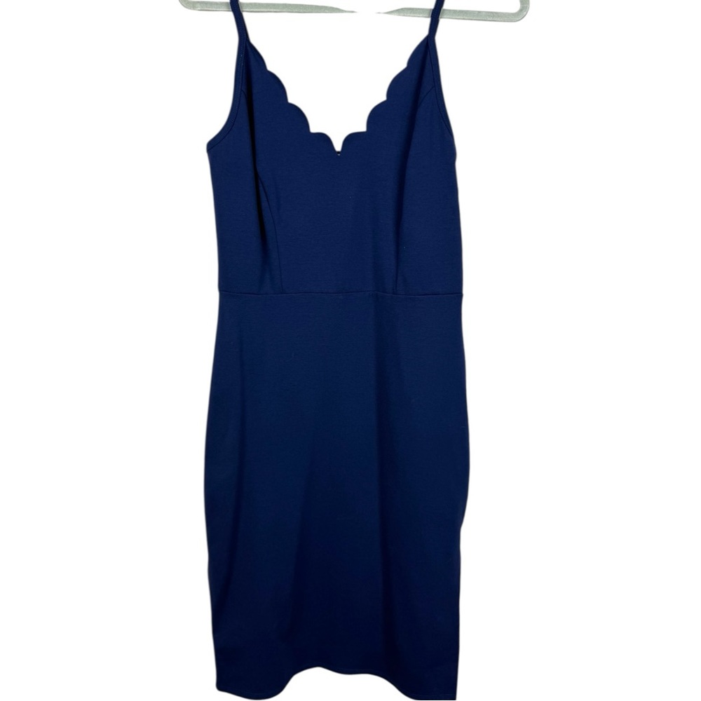 🥑5/$25 NWT Nine Britton Kimora Scalloped Edge Dress Navy Size L Stitch Fix